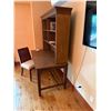Image 10 : Carved Wooden Desk w/ Hutch 60" x 30" x 75"H & Chair 36"H (contents not included)