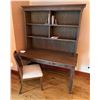 Image 1 : Carved Wooden Desk w/ Hutch 60" x 30" x 75"H & Chair 36"H (contents not included)