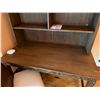 Image 3 : Carved Wooden Desk w/ Hutch 60" x 30" x 75"H & Chair 36"H (contents not included)