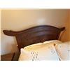Image 2 : Carved Wooden Bedframe on Wheels w/ Curved Headboard 81" x 54"  (mattress not included)