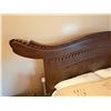 Image 3 : Carved Wooden Bedframe on Wheels w/ Curved Headboard 81" x 54"  (mattress not included)