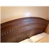 Image 4 : Carved Wooden Bedframe on Wheels w/ Curved Headboard 81" x 54"  (mattress not included)