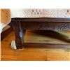 Image 10 : Carved Wooden Bedframe on Wheels w/ Curved Headboard  81" x 54"  (mattress not included)