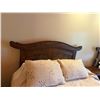 Image 11 : Carved Wooden Bedframe on Wheels w/ Curved Headboard  81" x 54"  (mattress not included)
