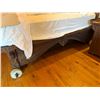 Image 3 : Carved Wooden Bedframe on Wheels w/ Curved Headboard  81" x 54"  (mattress not included)