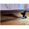 Image 9 : Carved Wooden Bedframe on Wheels w/ Curved Headboard  81" x 54"  (mattress not included)