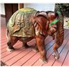 Image 1 : Large Carved Solid Wood Elephant w/ Saddle 35" x 15" x 38"H