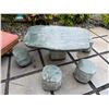 Image 2 : Solid Natural Stone Table 46" x 33" x 21"H w/ 6 Matching Seats 12" Dia, 12"H