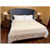 Image 1 : Bedroom Set w/ Curved Tufted Headboard & 2 Nightstands, Misc Sizes (mattress not included)