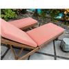 Image 11 : Qty 2 Wooden Slatted Chaise Lounge Chairs on Wheels w/ Adjustable Backrest & Pink Cushions 26" x 75"