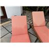 Image 3 : Qty 2 Wooden Slatted Chaise Lounge Chairs on Wheels w/ Adjustable Backrest & Pink Cushions 26" x 75"