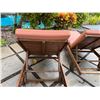 Image 7 : Qty 2 Wooden Slatted Chaise Lounge Chairs on Wheels w/ Adjustable Backrest & Pink Cushions 26" x 75"