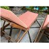 Image 9 : Qty 2 Wooden Slatted Chaise Lounge Chairs on Wheels w/ Adjustable Backrest & Pink Cushions 26" x 75"