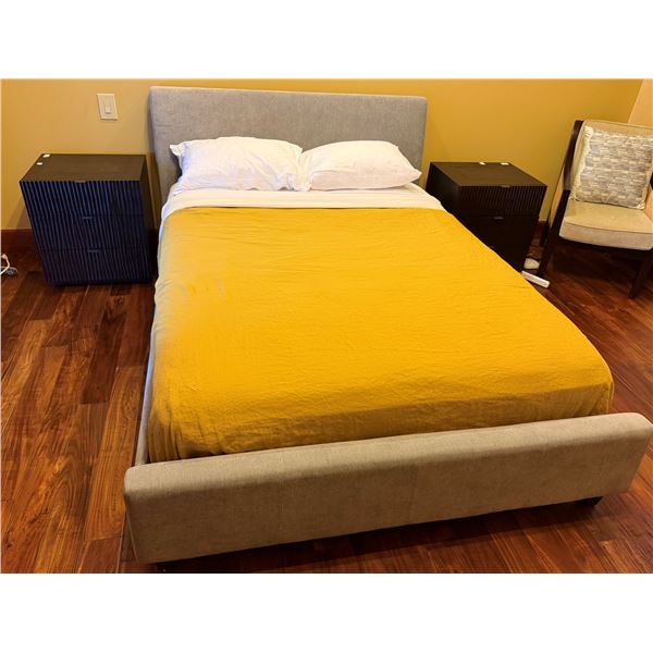 Bedroom Set w/ Gray Sleigh Frame & 2 Nightstands, Misc Sizes (mattress not included)