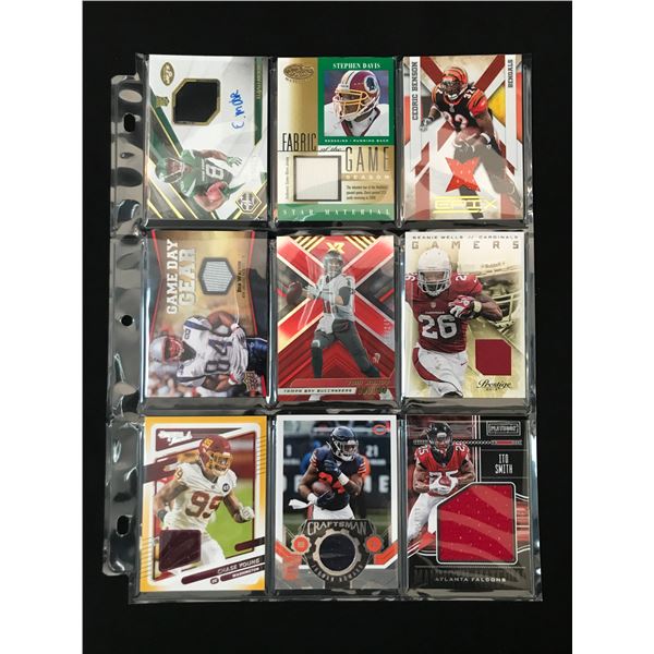 SLEEVE OF 9 NFL JERSEY PATCH TRADING CARDS