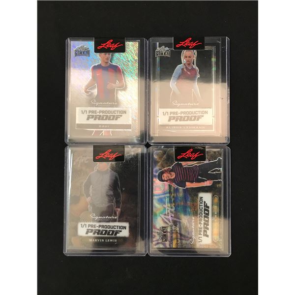 LOT OF 4 LEAF SIGNATURE SERIES 1/1 PRE PRODUCTION PROOF TRADING CARDS