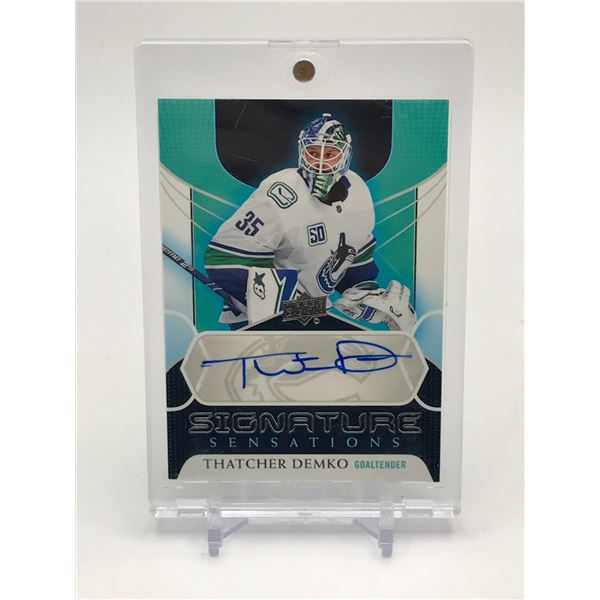 2020-21 UPPER DECK SERIES ONE HOCKEY THATCHER DEMKO SIGNED SIGNATURE SENSATIONS TRADING CARD