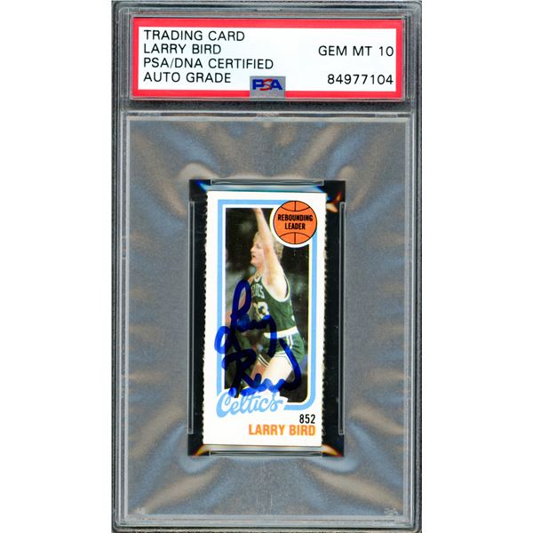 LARRY BIRD SIGNED 1980 TOPPS ROOKIE CARD - PSA GRADE 10