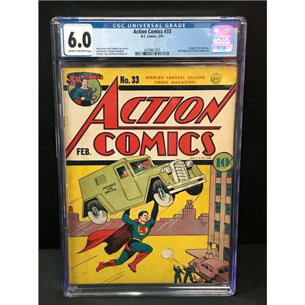 BIG KEY ACTION COMICS NO.33 (ORIGIN OF MR. AMERICA) DC COMICS - CGC GRADE 6