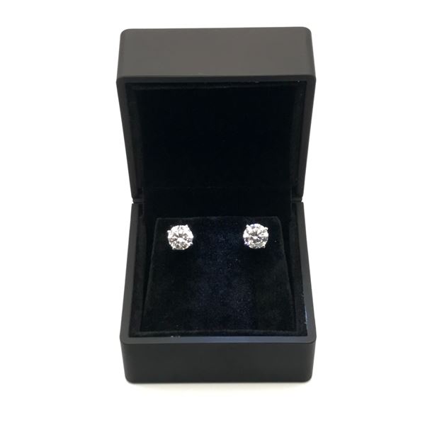 3.47 CARAT DIAMOND 14KT WHITE GOLD EARINGS WITH PAPERWORK