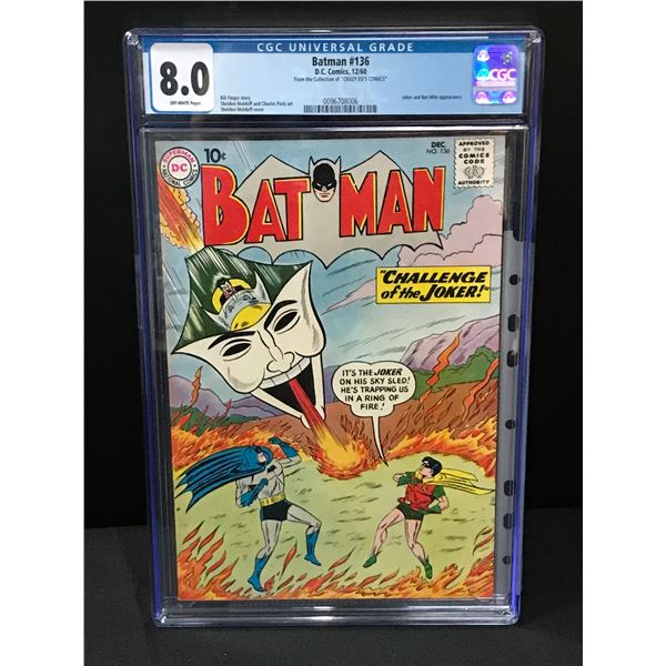 BATMAN #136 BY DC COMICS - CGC GRADE 8
