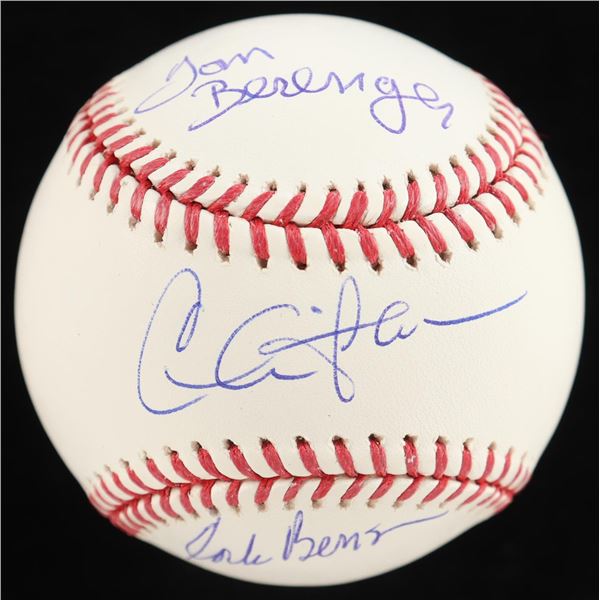 TRIPLE SIGNED BASEBALL, SHEEN, BERINGER AND BENSON - BECKETT COA