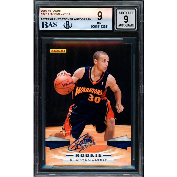 2009-10 PANINI STEPHEN CURRY AFTERMARKET STICKER  AUTOGRAPH - BECKETT GRADE 9