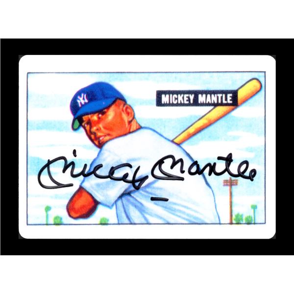 MICKEY MANTLE SIGNED 1951 BOWMAN PORCELIN CARD - PSA COA