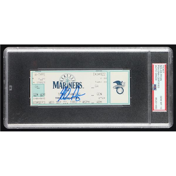 NOLAN RYAN SIGNED LAST GAME SEATTLE MARINERS TICKET - PSA GRADE 10