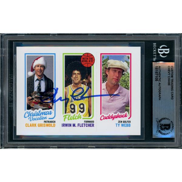 CUSTOM TRADING CARD CHEVY CHASE SIGNED - BECKETT COA