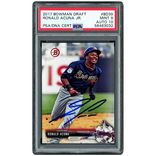 2017 BOWMAN DRAFT RONAL ACUNA JR SIGNED TRADING CARD - PSA GRADE 9/10