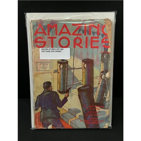 AMAZING STORIES APRIL (1934) VERY RARE CANADIAN VARIANT
