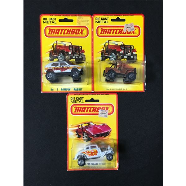 LOT OF 3 1980 MATCHBOX DIE CAST METAL CARS - IN ORIGINAL PACKAGING