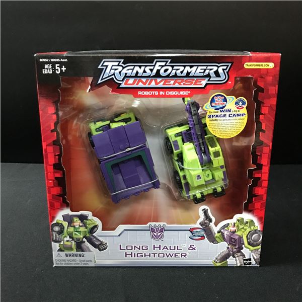 TRANSFORMERS UNIVERSE LONG HAUL & HIGH TOWER ACTION FIGURES IN ORIGINAL PACKAGING