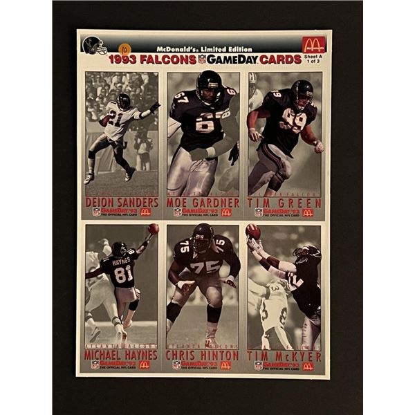 1993 Falcons Football Uncut Card Sheet
