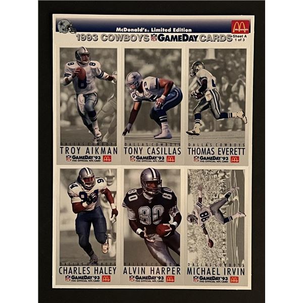 1993 Dallas Cowboys Uncut Card Sheet