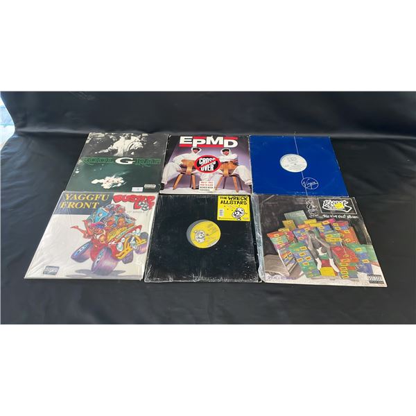 (6) ASSORTED VINYL RECORDS INCLUDING; KOOL G RAP, EPMD, YAGGFU FRONT, KWEST & MORE