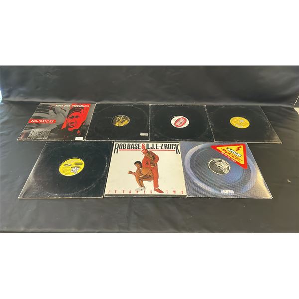 (7) ASSORTED VINYL RECORDS INCLUDING; O.C. JEWELZ, BLACK MOON, ROB BASE & DJ E-Z ROCK, BLAHZAY &