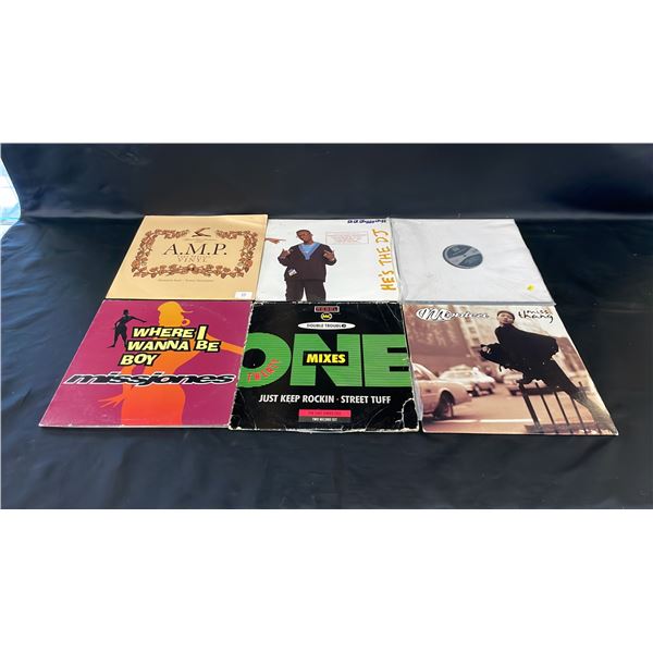 (6) ASSORTED VINYL RECORDS INCLUDING; A.M.P., DJ JAZZY JEFF, THE NONCE, MISS JONES, MC DOUBLE