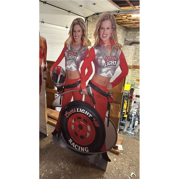 VINTAGE COORS LIGHT RACING CARDBOARD STANDEE CUTOUT