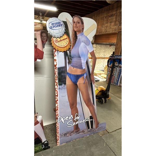 VINTAGE BUDWEISER OPEN FOR SUMMER CARDBOARD STANDEE CUTOUT
