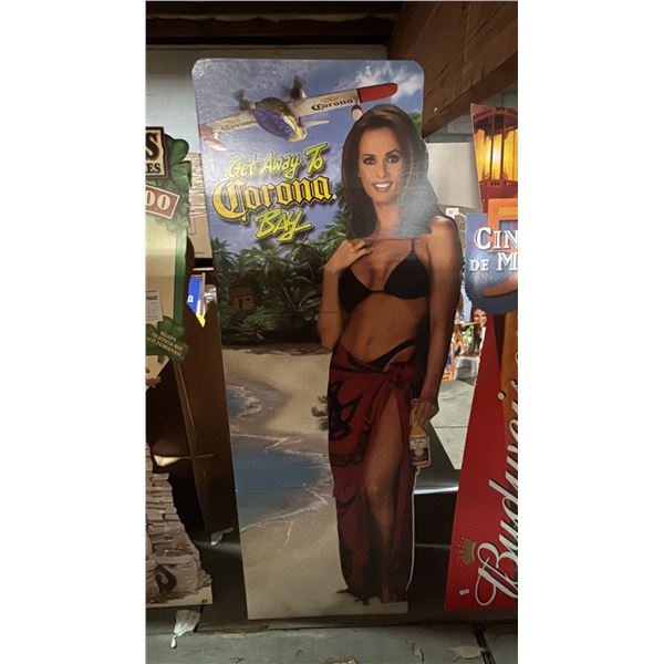 VINTAGE CORONA EXTRA GET AWAY TO CORONA BAY CARDBOARD STANDEE CUTOUT