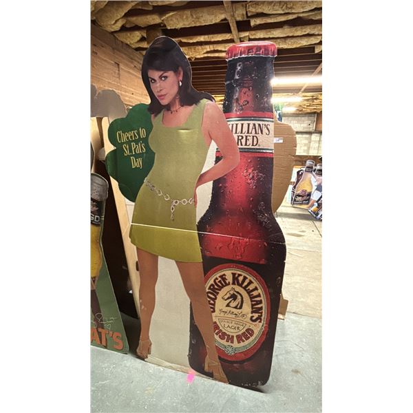 VINTAGE GEORGE KILLIAN'S CHEERS TO ST. PAT'S DAY CARDBOARD STANDEE CUTOUT