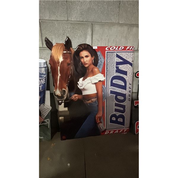 VINTAGE BUDWEISER BUD DRY DRAFT TIN SIGN