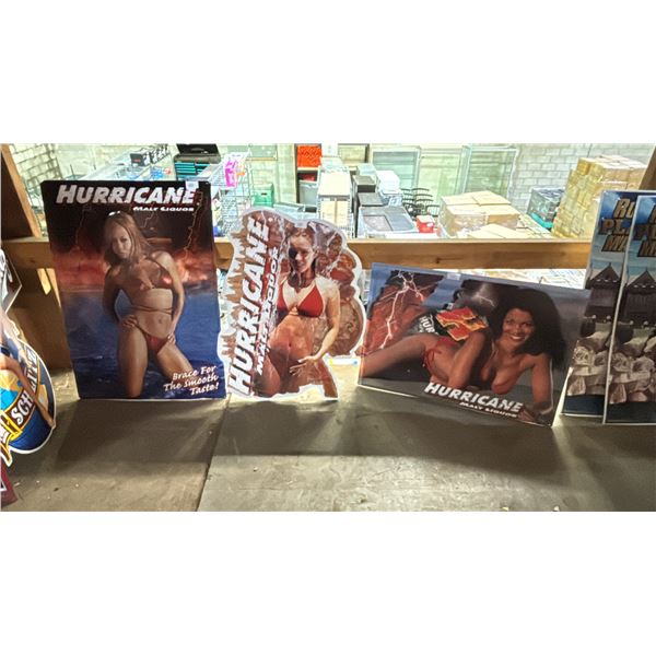 (3) ASSORTED VINTAGE HURRICANE MALT LIQUOR TIN SIGNS