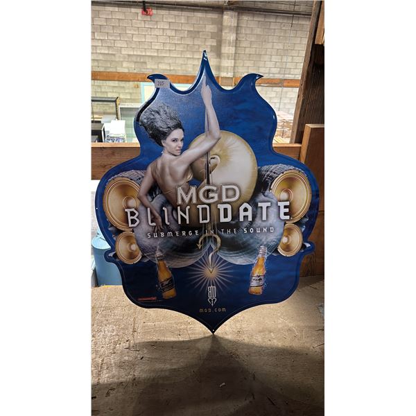 VINTAGE MILLER MGD BLIND DATE TIN SIGN