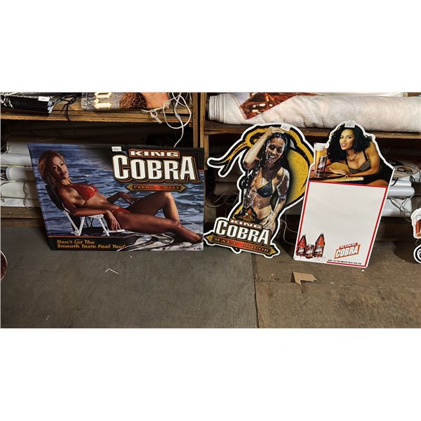 (3) ASSORTED KING COBRA TIN SIGNS