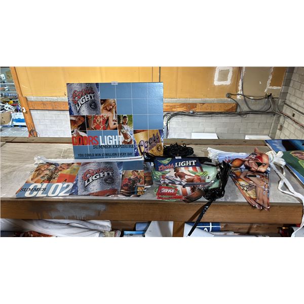 ASSORTED COORS LIGHT BANNERS & SIGN