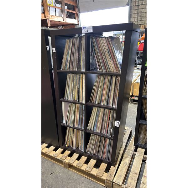 8-BAY CUBBY CABINET OF ASSORTED VINYL RECORDS
