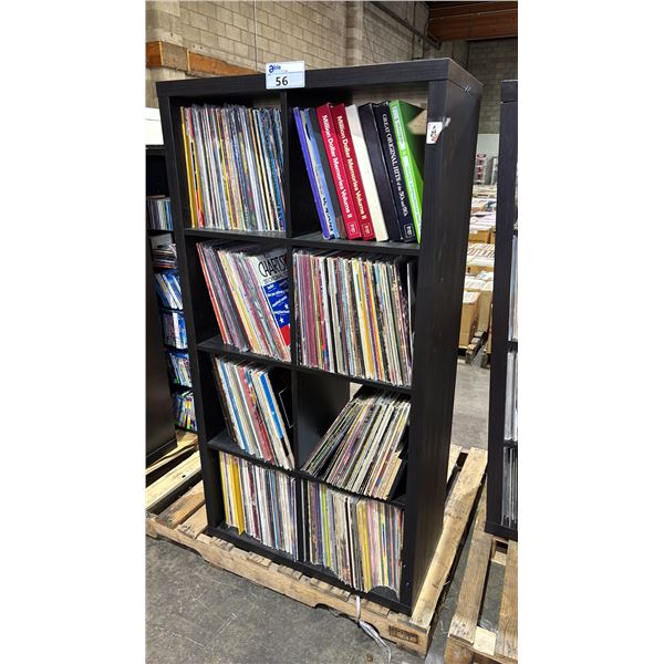 8-BAY CUBBY CABINET OF ASSORTED VINYL RECORDS
